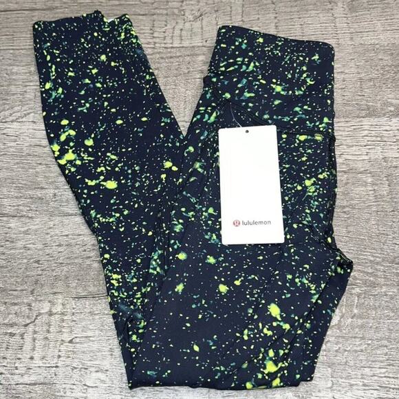 Lululemon Base Pace High Rise Tight 25" | Sparks Fly (Black/Green) Size 2 - Picture 11 of 14